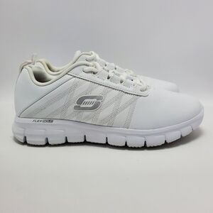 Skechers Flex Work Slip Resistant Memory Foam Eldred Dewey Athletic White Sz 8.5